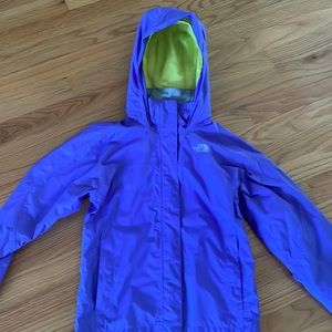 Girls, North Face rain jacket, size small, 7–8
